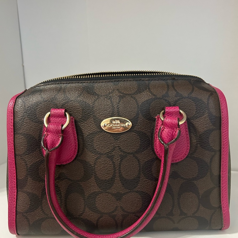 Coach Signature Brown and Pink Satchel